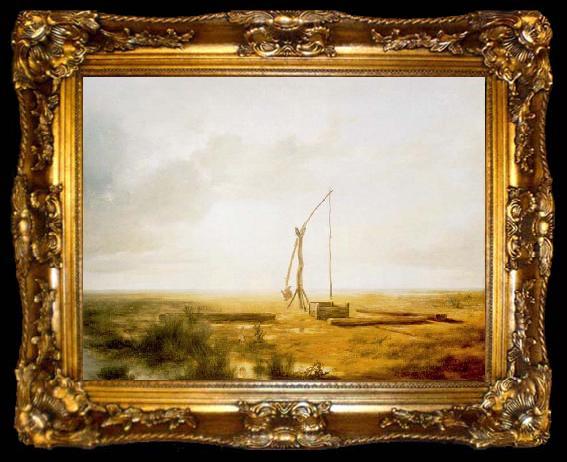 framed  Karoly Marko the Elder View of the Great Hungarian Plain with Draw Well, ta009-2